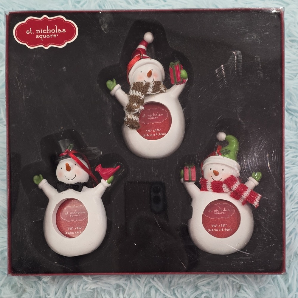 St. Nicholas Square Snowman Ornament Frame Set of 3, 4.4cm Hanging Christmas